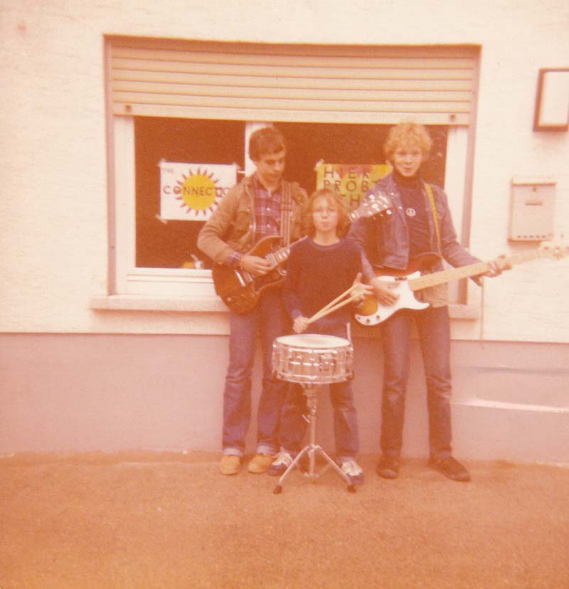 The Connection in their second line-up in front of the rehearsal room, 1980
